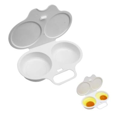 Imagem de Cápsula para cozinhar ovos de micro-ondas, máquina de ovo escalfado antiaderente de 2 cavidades com capa, aparelho de cozinha para café da manhã