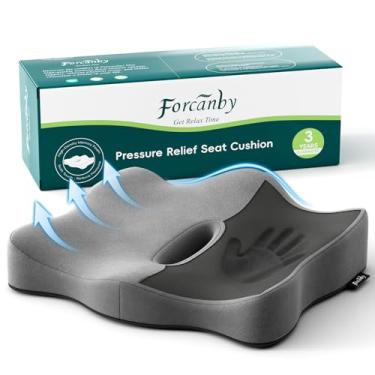 Imagem de Forcanby Almofadas de assento para cadeiras de escritório - Almofada de assento para alívio de pressão, ciática e suporte para as costas, almofada de espuma viscoelástica para cadeira de escritório