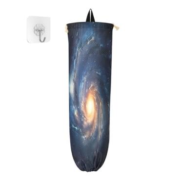 Imagem de Galáxia espiral na escuridão dispensador de sacolas de supermercado, organizador de sacolas plásticas de supermercado, organizador de armazenamento de cozinha, 1 pacote
