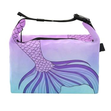 Imagem de TSENQUE Lancheira colorida com cauda de sereia para mulheres, lancheira portátil, lancheira para trabalho, linda bolsa térmica rosa para o trabalho