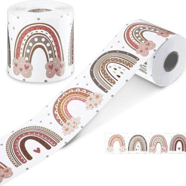 Imagem de Bordas de quadro de avisos de sala de aula, 1 rolo de bordas retas para quadro de avisos de volta às aulas, decoração escolar, quadro branco, decoração de escritório, nuvens de arco-íris boho de 18,3