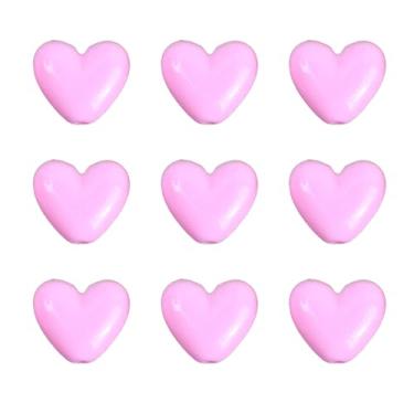 Imagem de ARTISAMILY 100 peças de contas de acrílico rosa coração dia dos namorados pulseira de coração bonito solto espaçador brinco chaveiro contas para fazer joias, bricolage, artesanato artesanal 17 x 15 mm