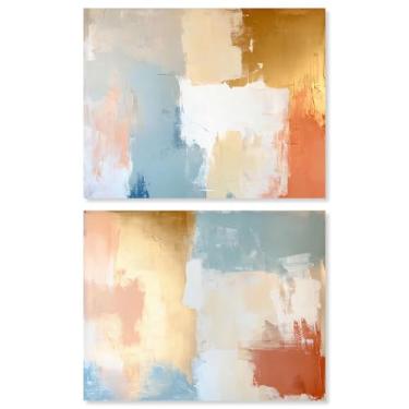 Imagem de Conjunto de 2 decoração de parede Boho com impressão em tela de luxo urbano dourado da Art Remedy, envolto em galeria, 61 x 50 cm