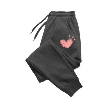 Imagem de Calças De Moletom Femininas Com Estampa De Coração Em Algodão Para Out