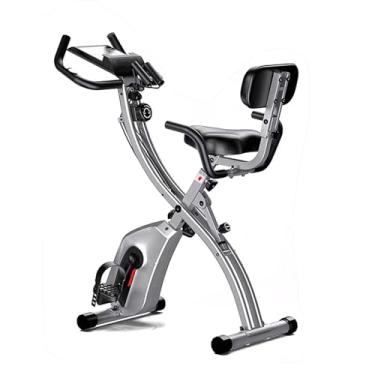 Imagem de Bicicleta ergométrica dobrável para casa - bicicleta ergométrica magnética com 8 níveis de resistência, aplicativo exclusivo, sensor de pulso e visor LCD, capacidade de 118 kg e grande almofada de