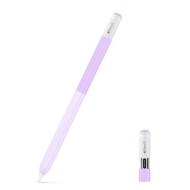 Imagem de MoKo Capa de silicone para Apple Pencil (USB-C), capa protetora de cor gradiente, suporte de aderência antiderrapante macio, suporta fixação magnética ao tablet, roxa
