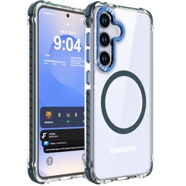 Imagem de DEERLAMN Capa magnética forte para Samsung Galaxy S24 Plus/S25 Plus de 6,7 polegadas, [compatível com Magsafe] [Proteção contra quedas de grau militar] Capa protetora transparente fina à prova de