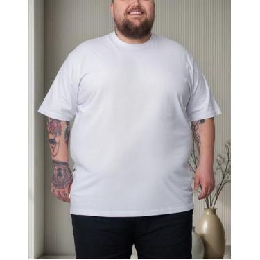 Imagem de Camiseta Masculina Plus Size - Básica Lisa G1 Ao G5 - Lishoope, Branco