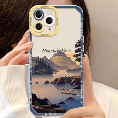 Imagem de Capas de celular com etiqueta de carimbo de paisagem para iPhone 16, 14, 15, 16 Pro Max, 11, 12, 13, 7, 8 Plus, XS, XR, SE, 2022, 2020