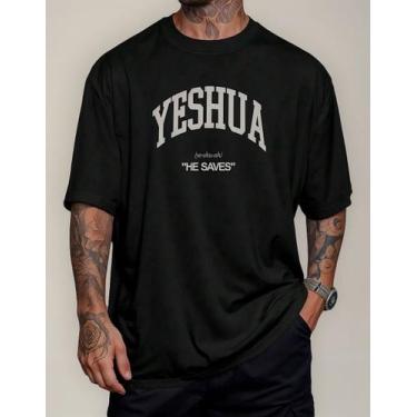Imagem de Camiseta Oversized Religiosa Cristã Estampa Yeshua  - CHS Confecções, 