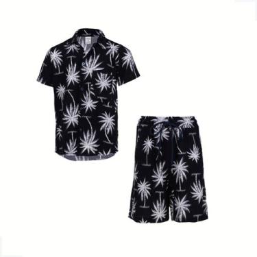 Imagem de Conjunto Infantil Camisa e Bermuda Tropical de Viscose - Ekodha, Azul,