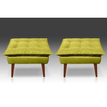 Imagem de Kit 02 Puf Opala Suede Amarelo-Modena Decor - CASA DA POLTRONA
