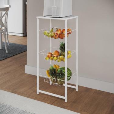 Imagem de Fruteira Montada Fixa Aço Branco Cesto Branco Tampo Branco - Veneza - 