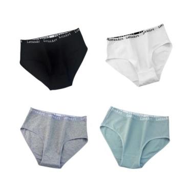 Imagem de Calcinhas De Algodão plus Size Para Mulheres, 4 Peças/Conjunto, Cintur