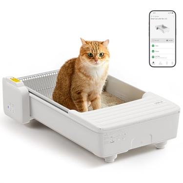 Imagem de UBPET Caixa de areia para gatos autolimpante, caixa de areia automática aberta para vários gatos, proteção de segurança para sensores de peso, controle inteligente de aplicativos, eliminação de