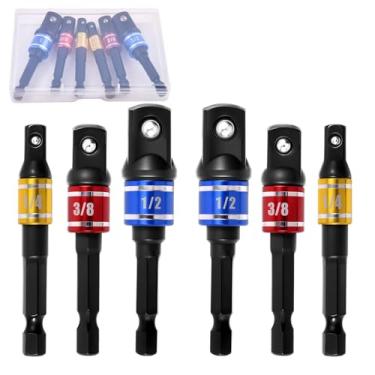 Imagem de SPEEDWOX Conjunto de extensão de adaptador de soquete 6 peças 1/10.2 cm 3/20.3 cm 1/5.1 cm conjunto de brocas de grau de impacto com suporte chave catraca porca adaptador de chave sextavada acessórios
