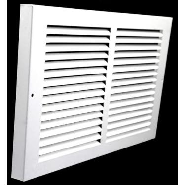Imagem de Grade de ar de retorno de placa de rodapé de 35.6 cm x 35.6 cm - Tampa de duto de ventilação HVAC - Retorno de margem de 7/20.3 cm para ajuste nivelado com trabalho de rodapé - branco [Dimensões