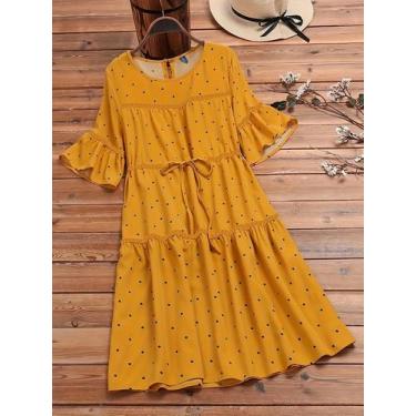 Imagem de Vestido De Verão plus Size Com Estampa De Poá E Cordão Para Mulheres, 