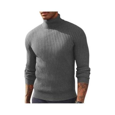 Imagem de Suéter Masculino De Gola Alta Com Manga Longa, Ajuste Slim, Tricotado 