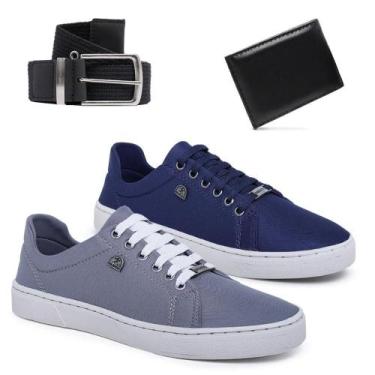 Imagem de Kit 2 Tênis Masculino Casual Confort + Cinto + Carteira Social - Bless