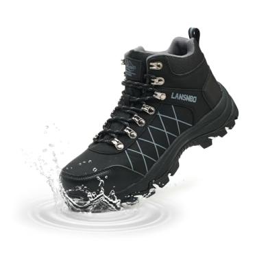 Imagem de LANSNBO Botas Impermeáveis Com Biqueira De Aço Para Mulheres, Calçados Trabalho Largos E Antiderrapantes, Tênis Segurança Leves Resistentes, Compostos Construção Indestrutível (Hei Hei 42) Pretos Ci