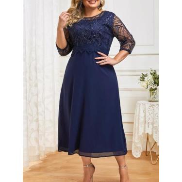 Imagem de Vestido De Coquetel plus Size Para Mulheres, Oversized, Em Chiffon Com