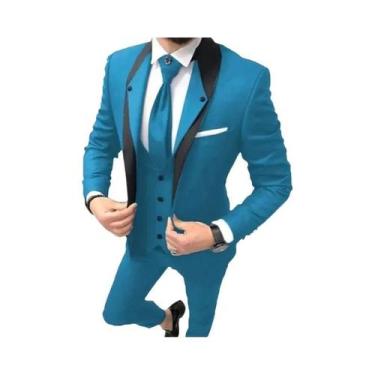 Imagem de Conjunto De Terno Slim Fit Masculino De 3 Peças: Blazer, Colete E Calç