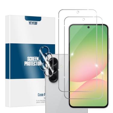 Imagem de Protetor de tela de vidro temperado transparente para Galaxy A56 HD + protetores de lente da câmera da YEYEBF, [2 + 2 unidades] [vidro 3D] [antirreflexo] [sem bolhas] protetor de tela de vidro para