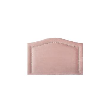 Imagem de Cabeceira Solteiro Curva Luxo 90x60 Veludo Rosê - Tachas Prata