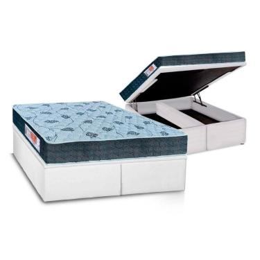 Imagem de Cama Box Baú Queen: Colchão Espuma D45 Orthoflex Comfortpedic Line + Base CRC Courano White(158x198)