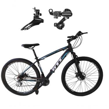Imagem de Bicicleta Aro 29 Gti Roma 21v Freio Disco Câmbios Shimano Garfo Suspensão - Preto-azul Tam.19