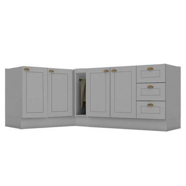 Imagem de Balcão Porta Toalha Com Canto Reto E Balcão Com 1 Porta E Balcão Para Pia Americana Cinza - Henn