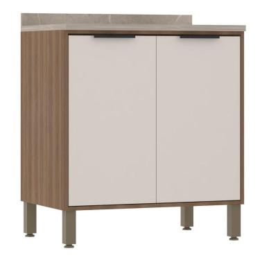 Imagem de Balcão De Cozinha Com Tampo 80 Cm 2 Portas De Abrir Aspen Luciane Móveis beige