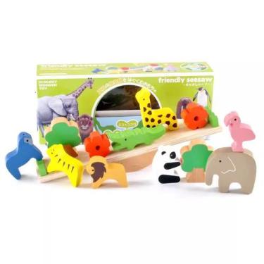 Imagem de Prancha de balanço de madeira Forest Animal Seesaw para crianças - tai