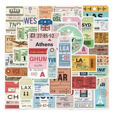 Imagem de Pacote de adesivos: passagem aérea vintage, 40 unidades de embarque re