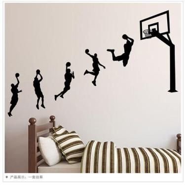 Imagem de Adesivos de parede para jogadores de silhueta esportiva de basquete em
