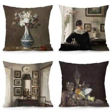 Imagem de Conjunto de fronhas em estilo francês vintage 35x35cm (conjunto de 4) 