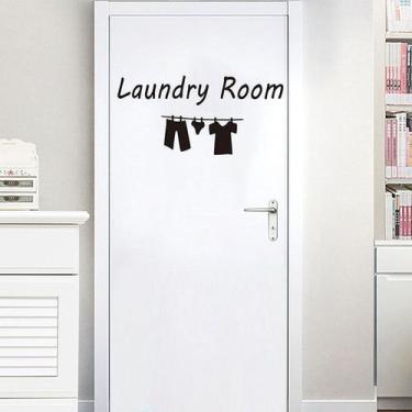 Imagem de Adesivos de parede Lavanderia em PVC autoadesivo 30x57cm - yiweisai