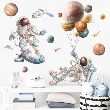 Imagem de Adesivos de parede Astronaut Space Theme PVC 45,5x90cm 2 folhas - yiwe