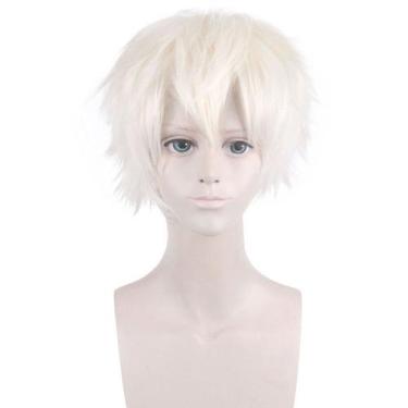 Imagem de Peruca Cosplay curta loira platinada de 30 cm resistente ao calor - yi