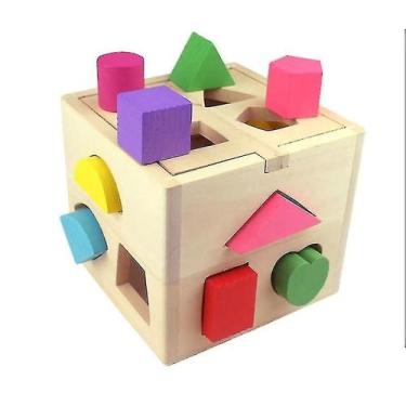 Imagem de Wooden Cube Toy Puzzle Baby Plug In Box Train 14 cm - Gloome Store