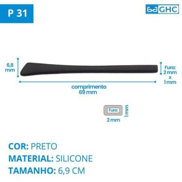 Imagem de 02 Par Ponteira Haste Silicone Acetato - Silicone Preto P 31 - Ghc Ace
