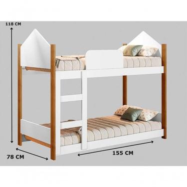 Imagem de Beliche Infantil Magia Branco Grenat Com Escorregador E Colchões - Gabrielli Móveis