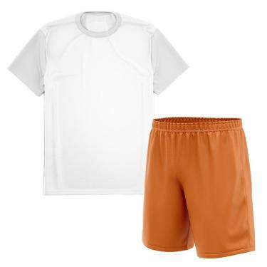 Imagem de Kit Calção Short Futebol Basquete Laranja + Camiseta Manga Curta Masculina-Masculino