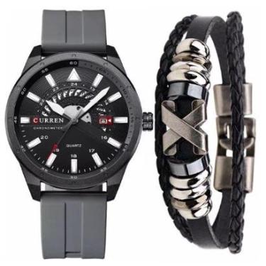 Imagem de Relógio Esportivo Curren Masculino Luxo Analógico + Pulseira-Masculino