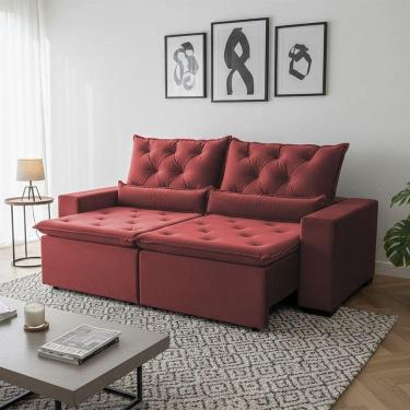 Imagem de Sofá Retrátil Premium 150m Em Suede Reclinável E Com 2 Módulos Milão Terracota