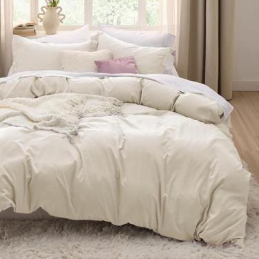 Imagem de Conjunto de capa de edredom Bedsure Oat Milk King Size 3 peças
