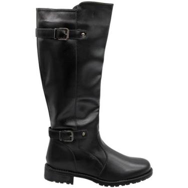 Imagem de Bota Cano Alto Mooncity Tiras com Aplique Feminina, Preto, 35