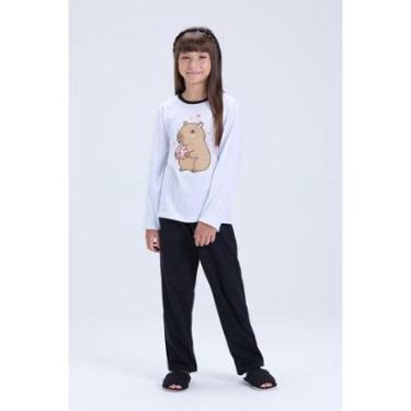 Imagem de Pijama Infantil Feminino Inverno Capivara Algodão-Feminino
