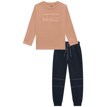 Imagem de Conjunto Roupa Infantil Camiseta Meia Malha Manga Longa e Calça Jogger